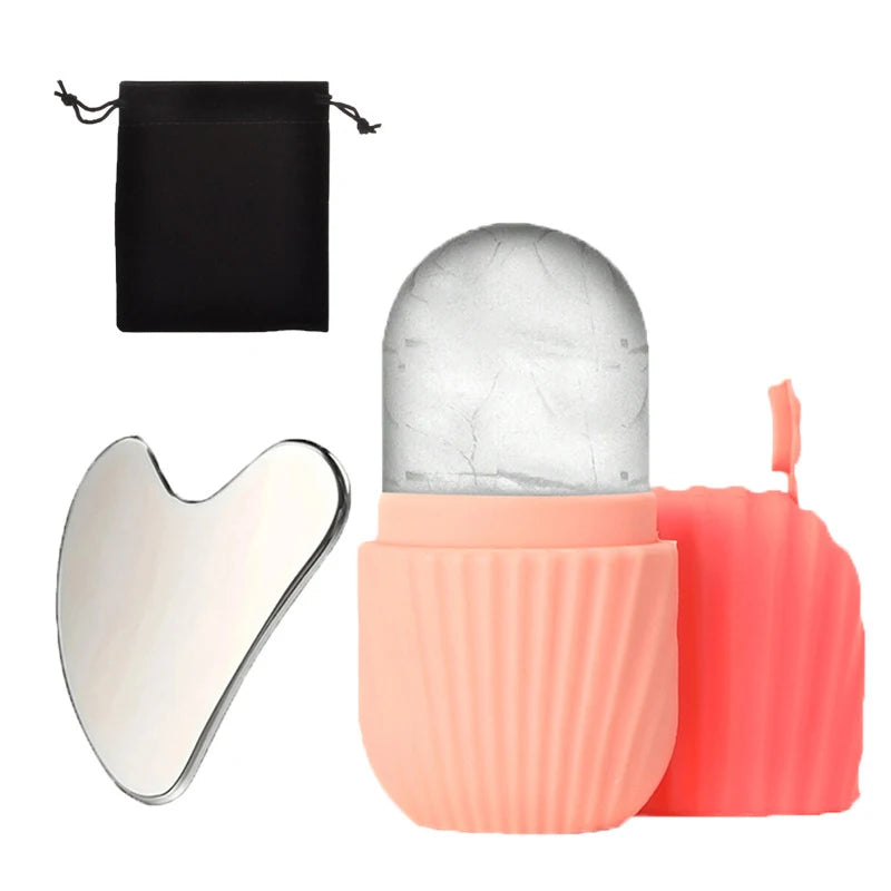 1Pc Stainless Steel Gua Sha & Ice Face Roller Kit – Cooling Facial Tool For Lifting Puffiness Reduction & Skin Care 3PCS Beauty